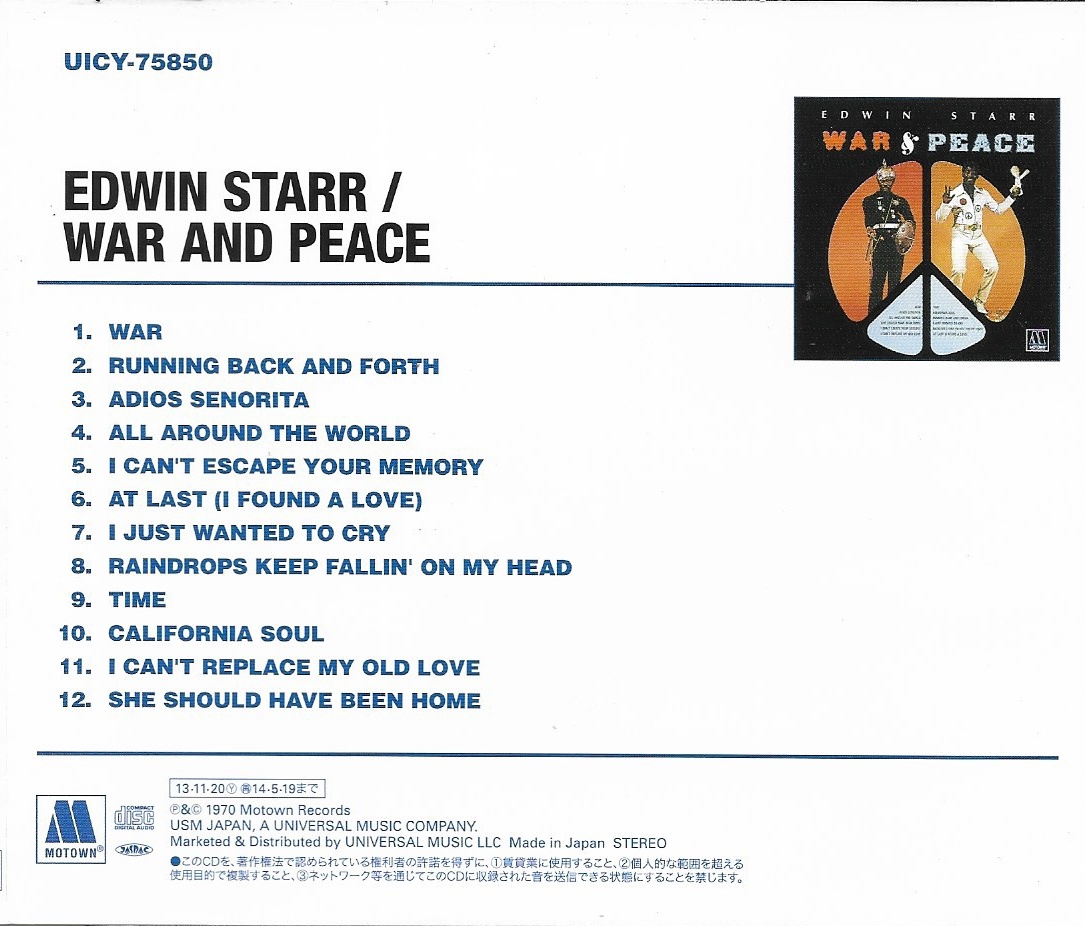 Used CD,Edwin Starr - War And Peace (A+)(1970)(Japan)