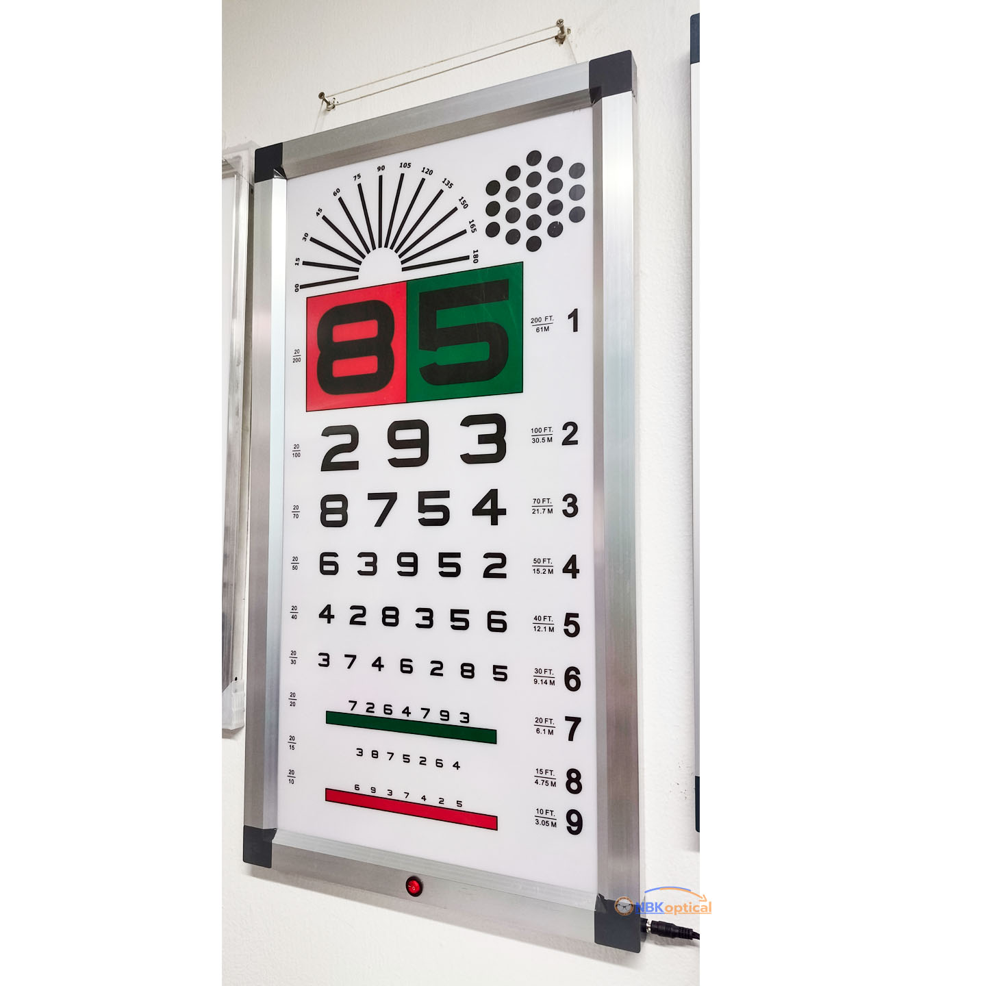 ป้ายวัดสายตามองไกล ระยะทดสอบ 6 เมตร (และระยะ3 เมตรได้) ไฟLED (Snellen chart) LED VISION CHART 85 (รังผึ้ง)