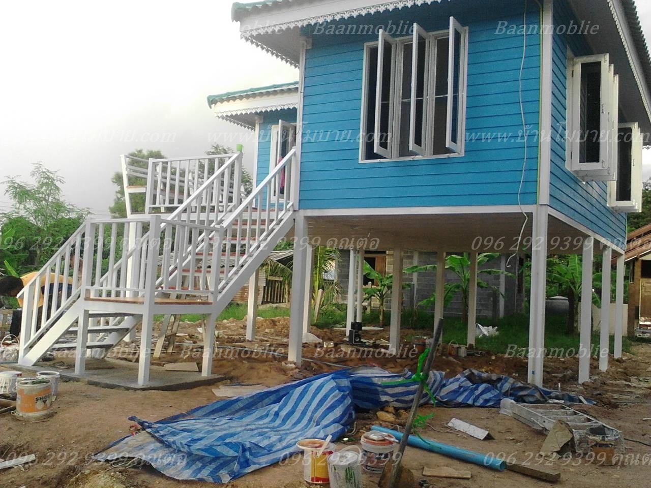 บ้านโมบาย ขนาด 6*7 เมตร (2ห้องนอน 2ห้องน้ำ 1ห้องรับเเขก)