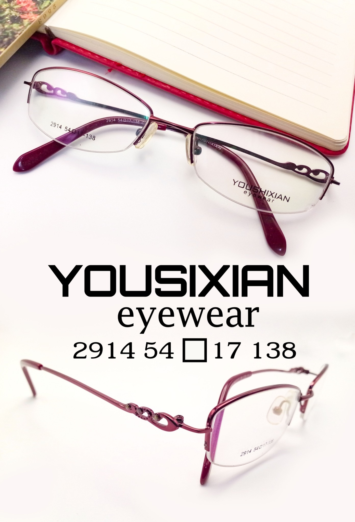 กรอบแว่นผู้หญิงดีไซน์ Titanium & Metal