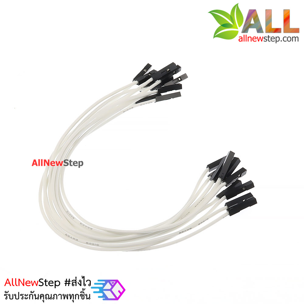 สายไฟจัมเปอร์ 20cm สาย jumper 20 cm สีขาว เมีย-เมีย จำนวน 10 เส้น