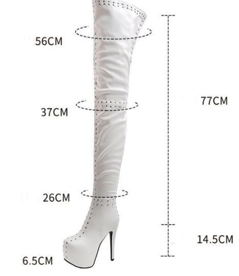 รองเท้าบูทยาวถึงต้นขา ไซต์ 34-46 สีดำ/ขาว