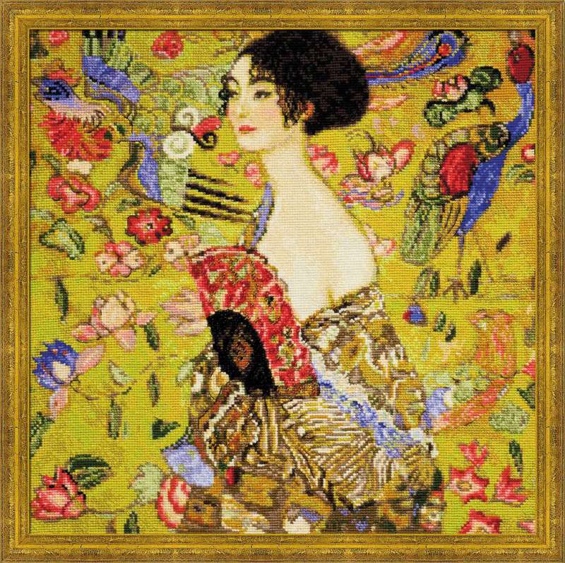 Riolis ชุดปักครอสติช Lady with a Fan after G. Klimt's Painting