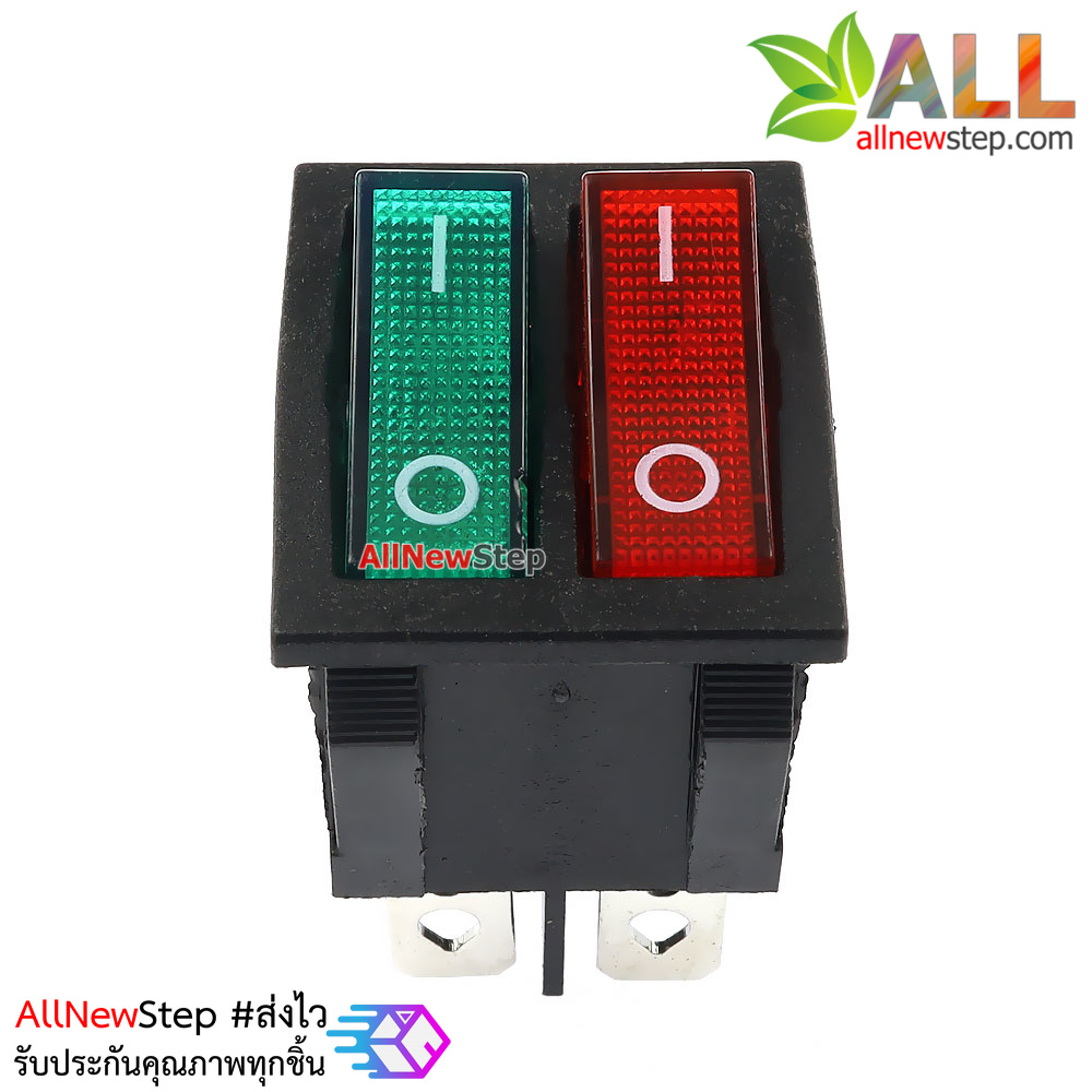 สวิตช์ 2 ทาง 2 ช่อง สวิตช์ 3 ขา สีเขียวแดง 250V 15A kcd6 switch
