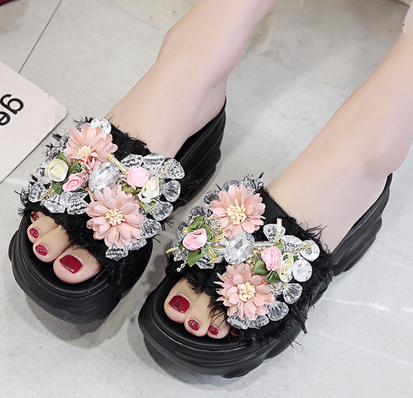 รองเท้าลำลองส้นหนาแบบสวมน่ารักๆสีดำ/ขาว/ชมพู ไซต์ 34-39