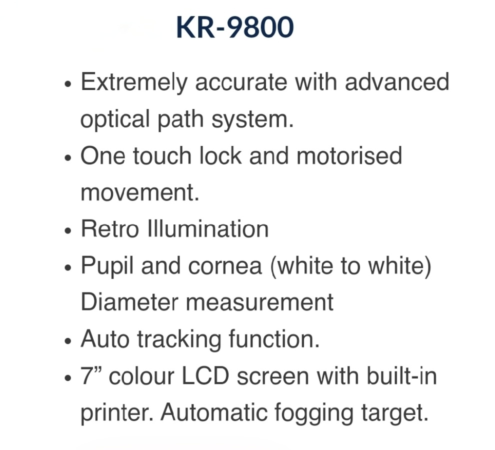 เครื่องวัดสายตา KR-9800 Auto refractometer with keratometer