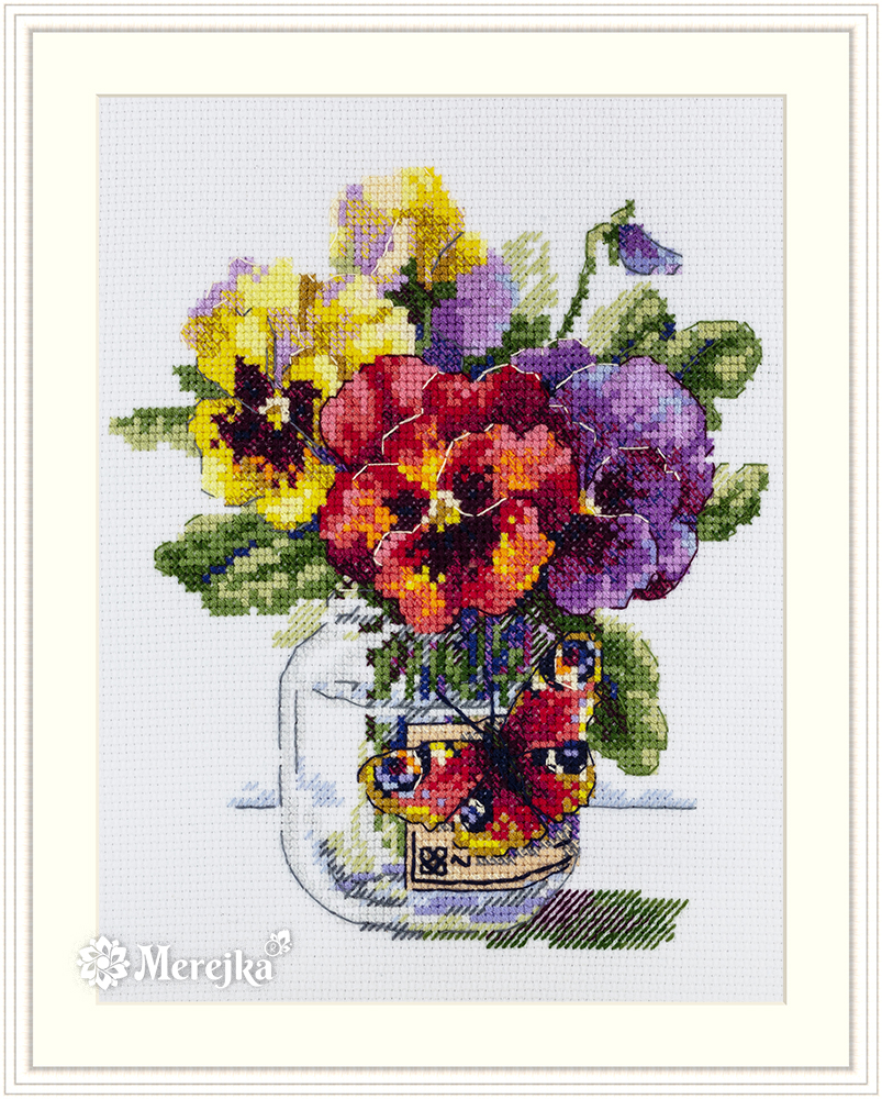 Merejka ชุดปัก Pansies and Butterfly