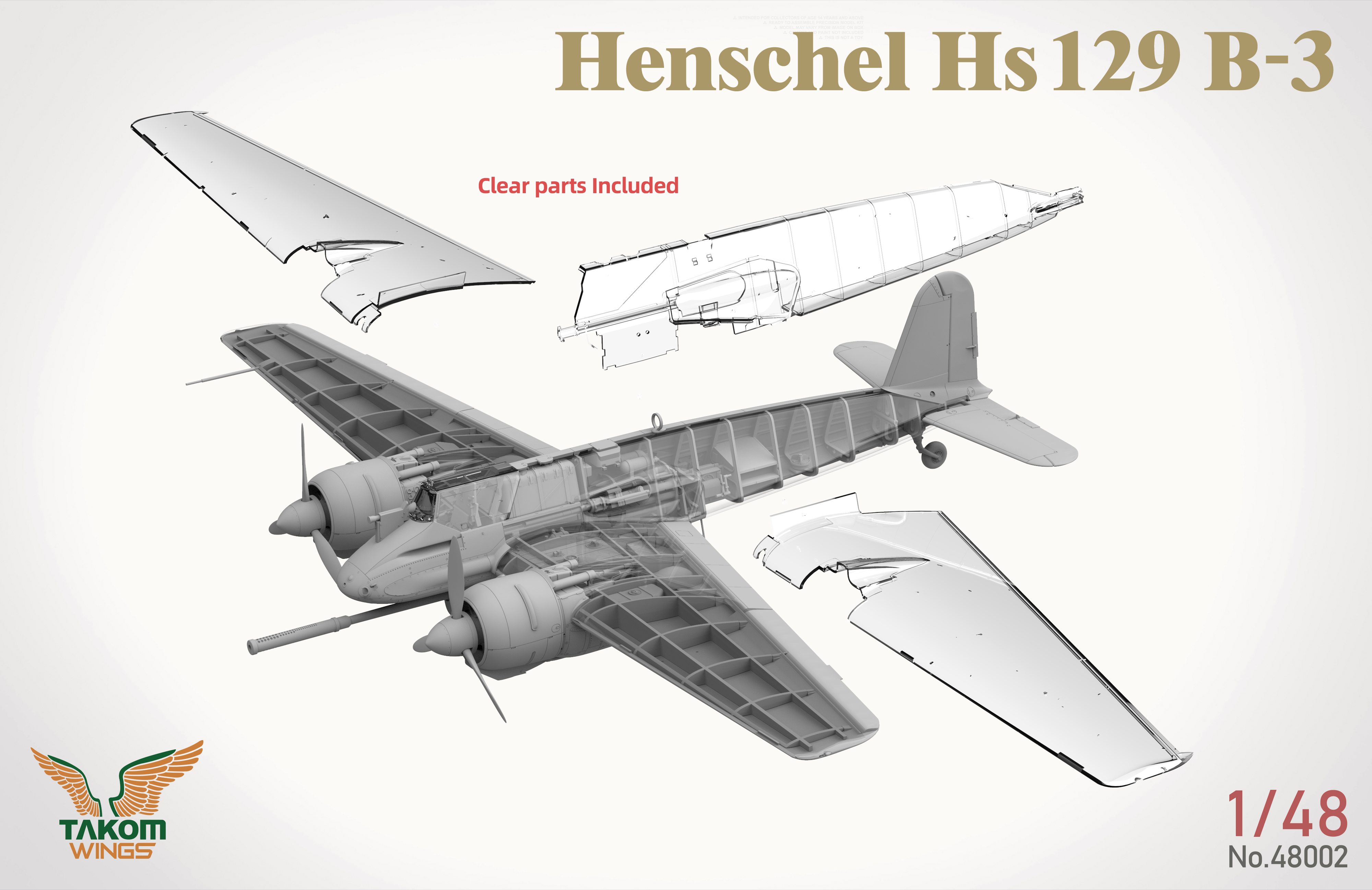 1/48 Henschel Hs 129 B-3 w/INTERIOR + BONUS (CLEAR PARTS)
