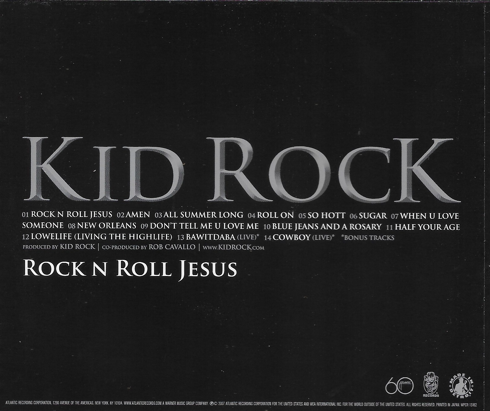 Used CD,Kid Rock - Rock N Roll Jesus (A)(2007)(Japan)