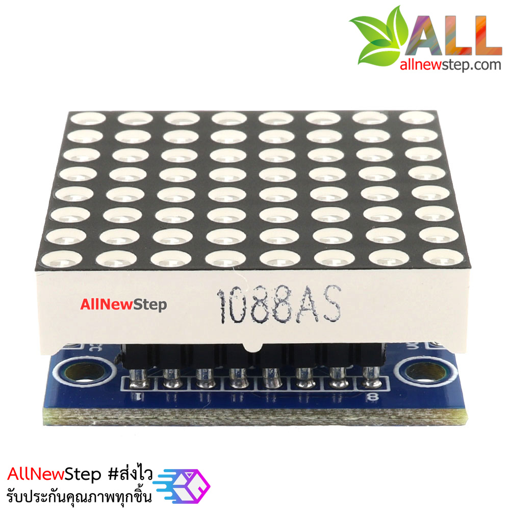 LED Matrix Driver MAX7219 IC Driver Module + LED 3mm Dot Matrix 8x8 ขนาด 30mm x 30mm สีแดง 1088AS