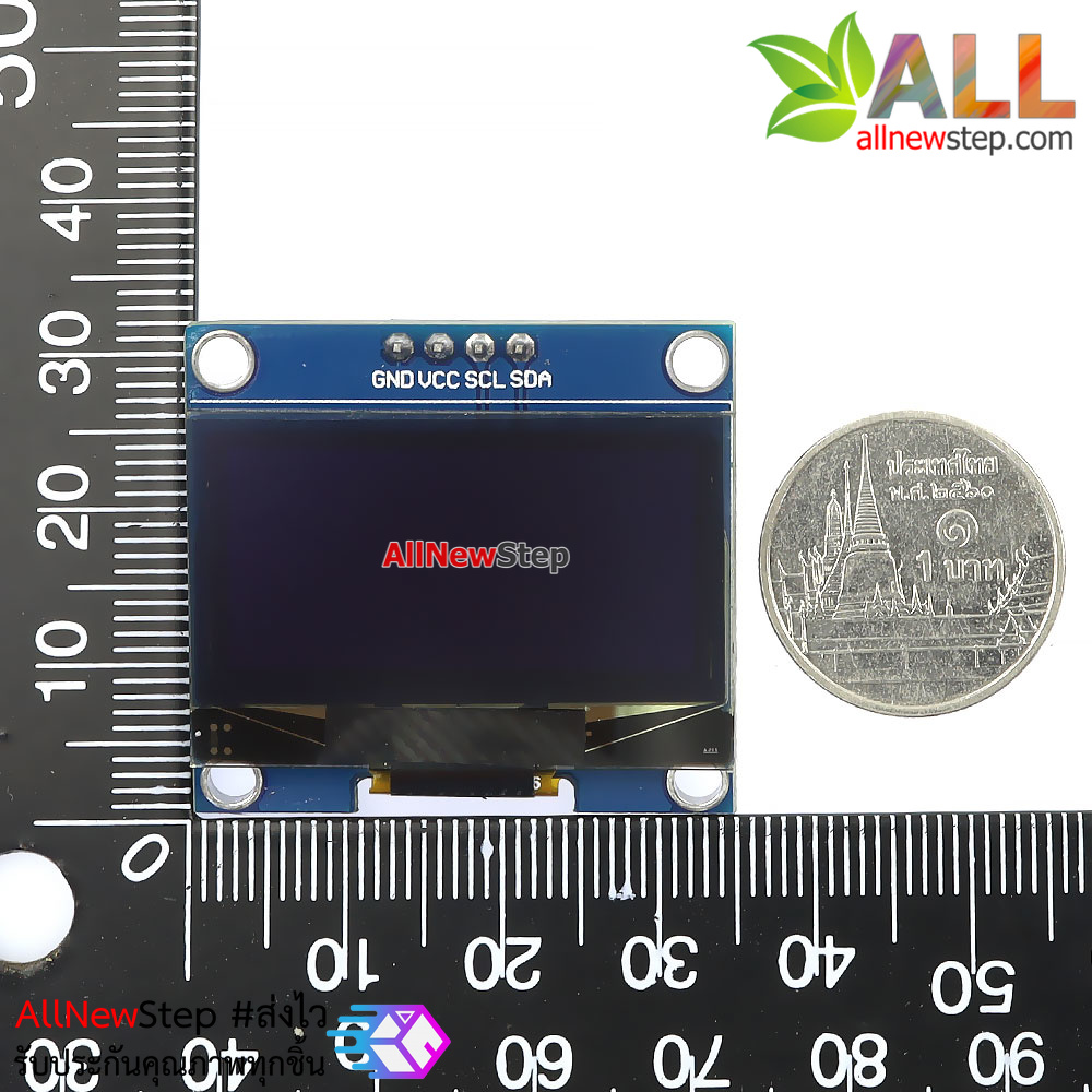 จอแสดงผล OLED สีขาว 128x64 แบบ I2C ขนาด 1.3 นิ้ว สีขาว OLED Display I2C Module 1.3 นิ้ว for Arduino