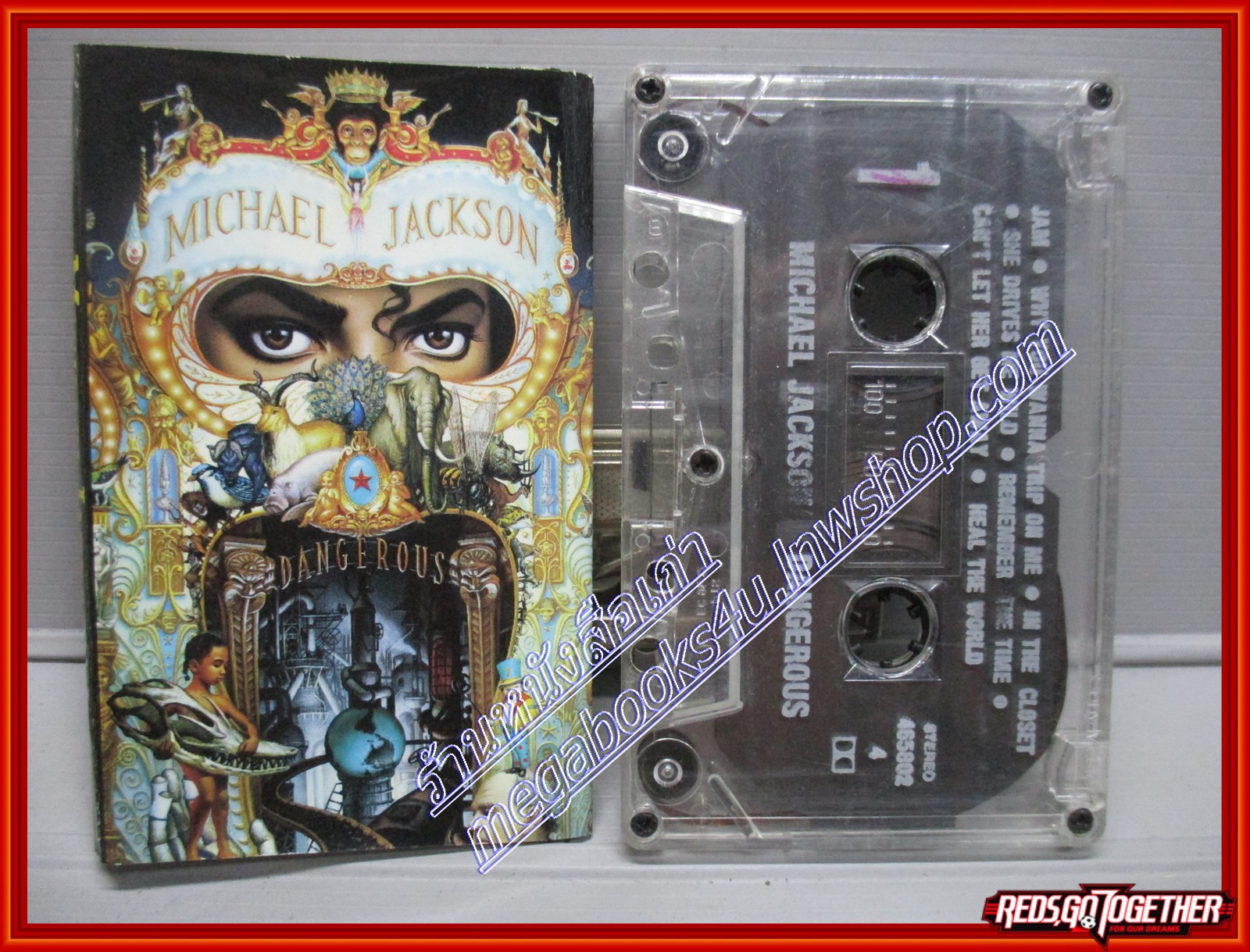 เทปเพลงสากล MICHAEL JACKSON อัลบั้ม DANGEROUS ตำหนิ ปกกระดาษเทปด้านหลังมีรอยฉีกขาด
