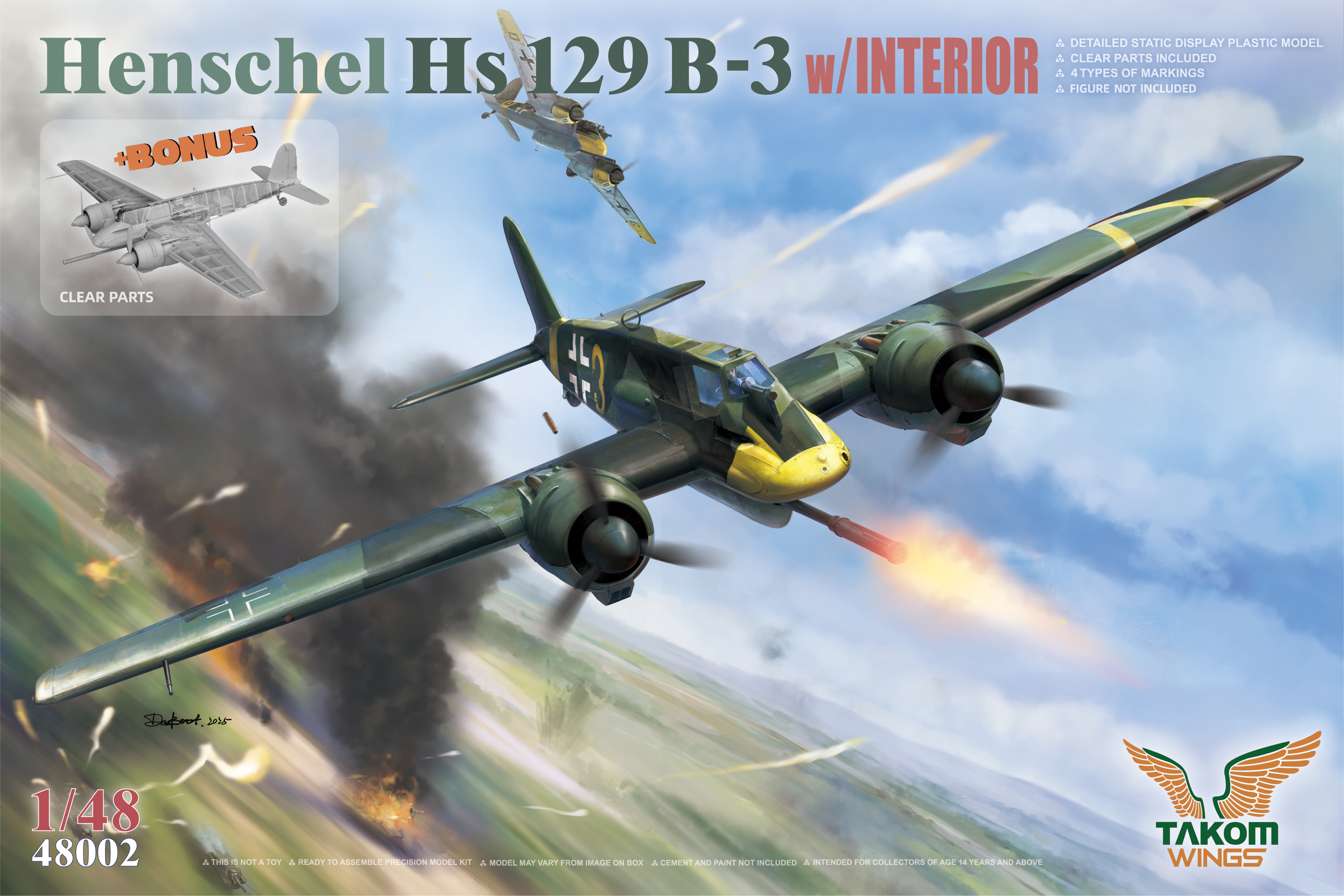 1/48 Henschel Hs 129 B-3 w/INTERIOR + BONUS (CLEAR PARTS)