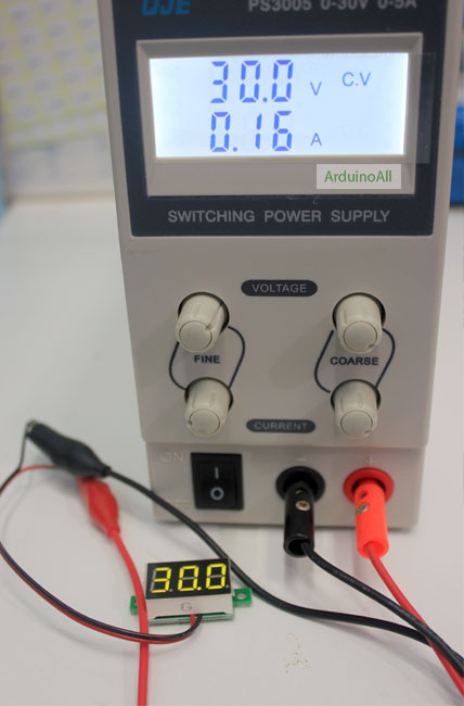 Mini Digital Voltmeter DC 4.5-30V Voltage Meter Voltmeter 4.5-30V ดิจิตอล โวลต์มิเตอร์ 4.5-30V สีเหลือง ขนาด 0.3