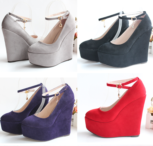 รองเท้าส้นเตารีดส้นสูง 6 นิ้ว ไซต์ 34-43 สีดำ/แดง/เทา/ม่วง