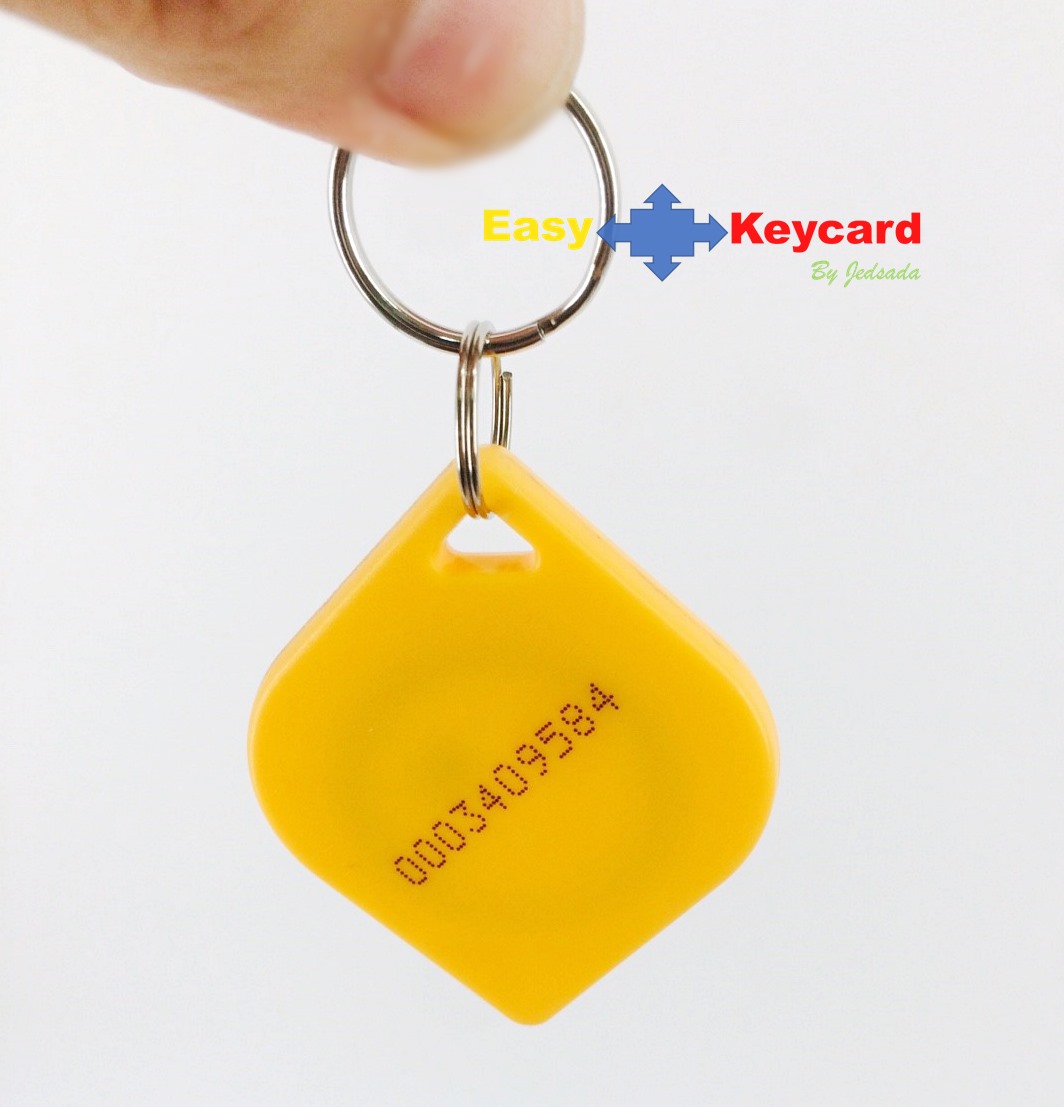 พวงกุญเเจคีย์การ์ด Keytag สีเหลือง (Proximity 125Khz.) (เเบบใบไม้ ยี่ห้อ mango)