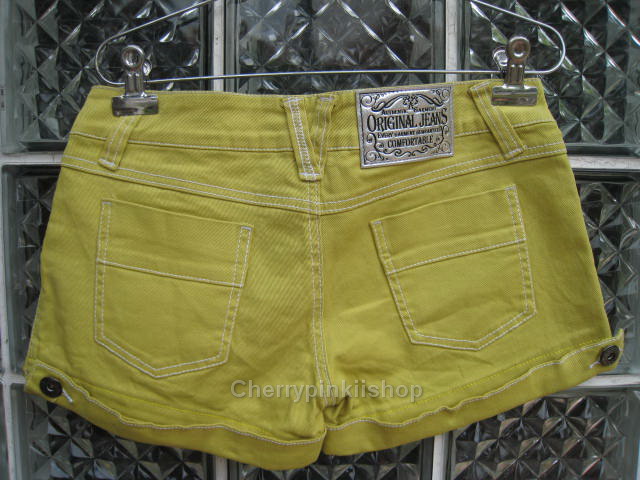 กางเกงยีนส์ขาสั้น สีเหลืองสวยสดใส ขอบกางเกงด้านในปัก vintage เก่ไก๋สไลเดอร์