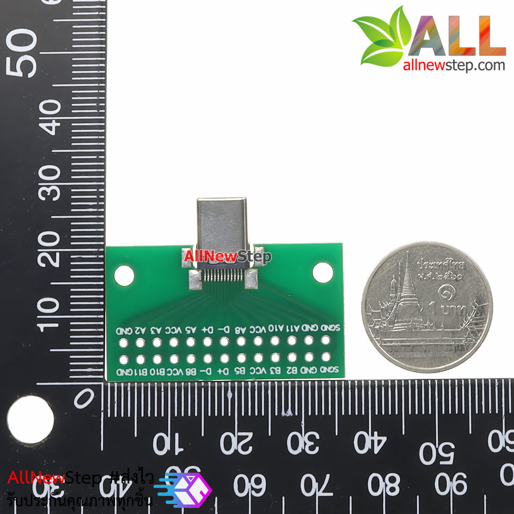 หัวแปลง USB type c เป็นแบบขาก้างปลา ระยะห่างขา 2.54mm TYPE-C test board berakout connector pin 26P