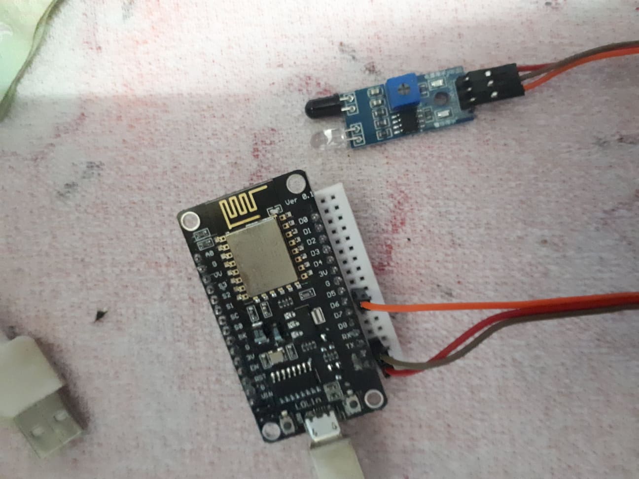 void Line_Notify1(String message1) ; #include <ESP8266WiFi.h> #include <DHT.h> #define WIFI_SSID "TYH" #define WIFI_PASSWORD "bacq96812" #define LINE_TOKEN_PIR "4yjuf4qYSavNKMSjktnax2hxilK6ognI6E5gap3rbA5" #define PirPin D6 #define DHTPIN D7 #define DHTTYPE DHT11 DHT dht(DHTPIN, DHTTYPE); String message1 = "hallo"; bool beep_state = false; bool send_state = false; uint32_t ts, ts1, ts2; void setup() { Serial.begin(115200); Serial.println(); pinMode(PirPin, INPUT); pinMode(LED_BUILTIN, OUTPUT); digitalWrite(LED_BUILTIN, HIGH); dht.begin(); Serial.println("connecting"); WiFi.mode(WIFI_STA); WiFi.begin(WIFI_SSID, WIFI_PASSWORD); Serial.print("connecting"); while (WiFi.status() != WL_CONNECTED) { Serial.print("."); delay(500); } Serial.println(); Serial.print("connected: "); Serial.println(WiFi.localIP()); delay(10000); Serial.println("Pir Ready!!"); read_sensor(); ts = ts1 = ts2 = millis(); } void loop() { ts = millis(); if (WiFi.status() == WL_CONNECTED) { digitalWrite(LED_BUILTIN, LOW); } else { digitalWrite(LED_BUILTIN, HIGH); } if ((ts - ts2 >= 60000) && (WiFi.status() == WL_CONNECTED)) { read_sensor(); } if ((ts - ts1 >= 5000) && (beep_state == true)) { beep_state = false; } if ((digitalRead(PirPin) == HIGH) && (beep_state == false) && (WiFi.status() == WL_CONNECTED)) { while (digitalRead(PirPin) == HIGH) delay(100); Serial.println("Detect !"); Line_Notify1(message1); beep_state = true; } delay(10); } void Line_Notify1(String message) { WiFiClientSecure client; if (!client.connect("notify-api.line.me", 443)) { Serial.println("connection failed"); delay(2000); return; } String req = ""; req += "POST /api/notify HTTP/1.1\r\n"; req += "Host: notify-api.line.me\r\n"; req += "Authorization: Bearer " + String(LINE_TOKEN_PIR) + "\r\n"; req += "Cache-Control: no-cache\r\n"; req += "User-Agent: ESP8266\r\n"; req += "Content-Type: application/x-www-form-urlencoded\r\n"; req += "Content-Length: " + String(String("message=" + message1).length()) + "\r\n"; req += "\r\n"; req += "message=" + message1; // Serial.println(req); client.print(req); delay(20); while (client.connected()) { String line = client.readStringUntil('\n'); if (line == "\r") { break; } } } void read_sensor() { float h = dht.readHumidity(); float t = dht.readTemperature(); if (isnan(h) || isnan(t)) { Serial.println("Failed to read from DHT sensor!"); return; } Serial.print("Temperature: "); Serial.print(t); Serial.println(" *C "); }