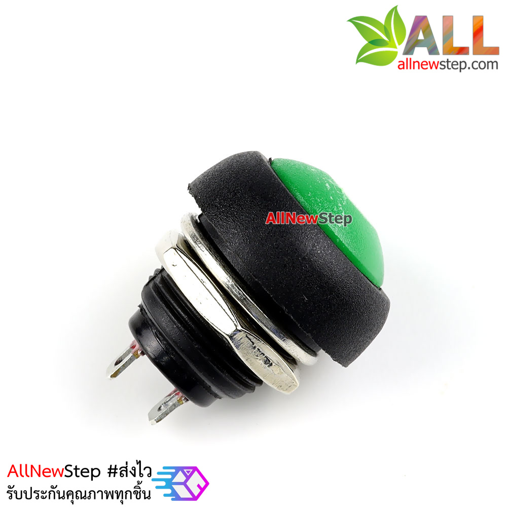 สวิตช์กดติดปล่อยดับ Reset Switch แบบกันน้ำขนาด 12mm สีเขียว