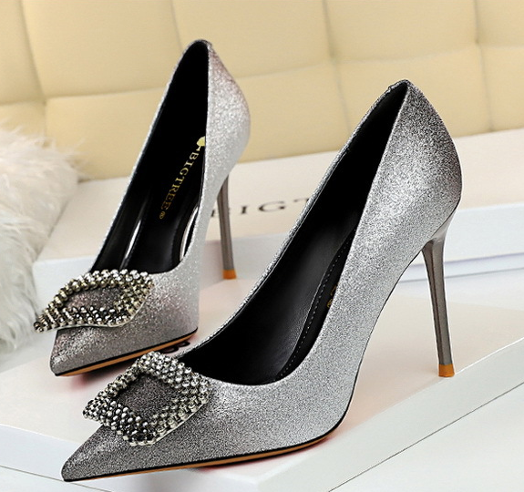 รองเท้าส้นคัทชูปลายแหลมกริ๊ตเตอร์ทูโทน ไซต์ 34-40 สีชมพู/ทอง/ดำ