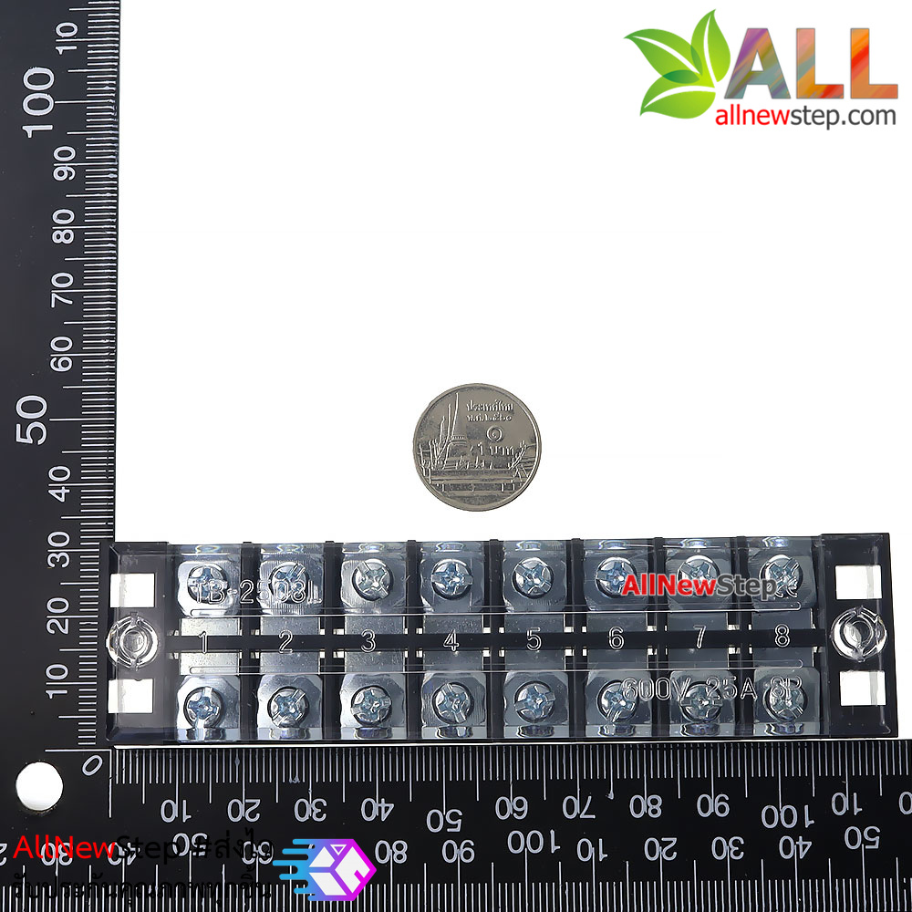 ขั้วต่อสายไฟ Terminal TB-2508 ขั้วต่อ 8 ช่อง 600V 25A