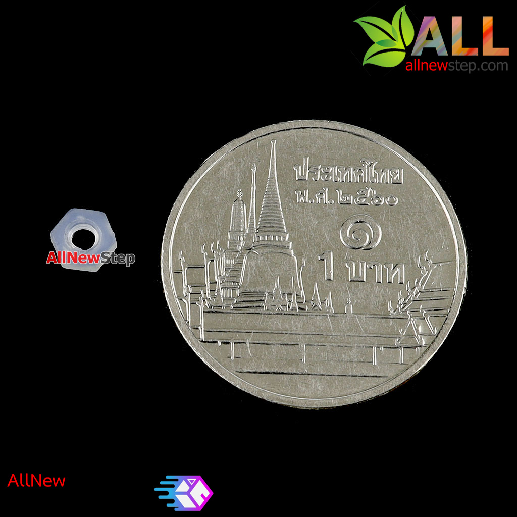 น็อตไนลอนตัวเมีย NUT Nylon M2 สีขาว จำนวน 1 ชิ้น