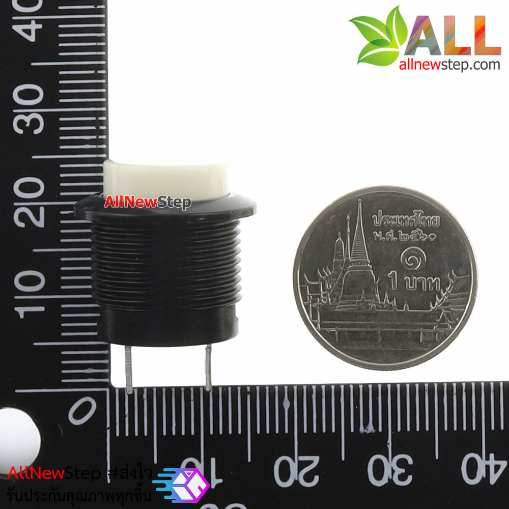 R13-507 push button switch 16mm round reset switch สวิตช์กดติดปล่อยดับสีขาว