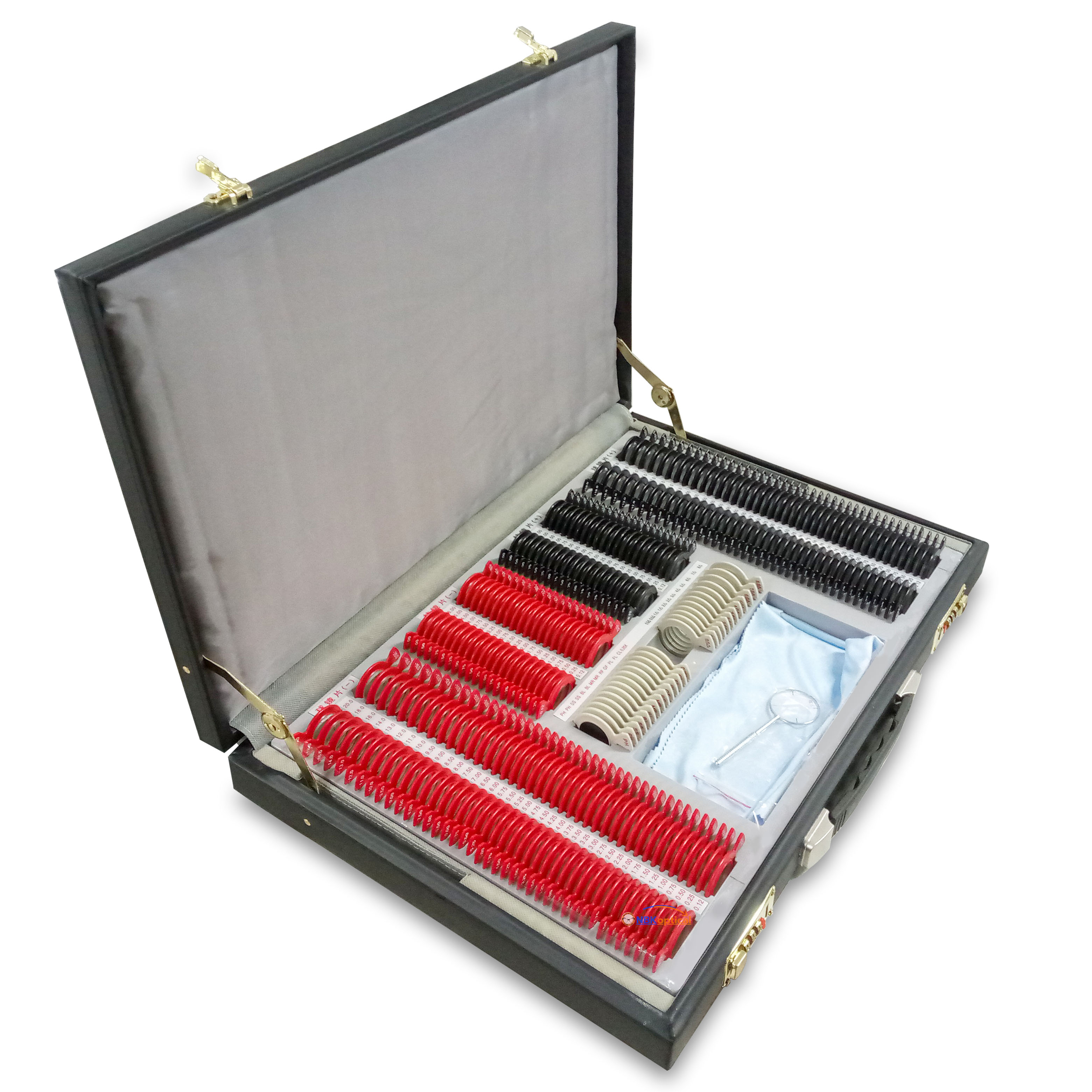 Trial lens set เลนส์เซ็ท ขอบพลาสติก เลนส์กระจก (PT L) +-2000 (กล่องหนัง) + (ครอสไซเลนส์เดอร์)