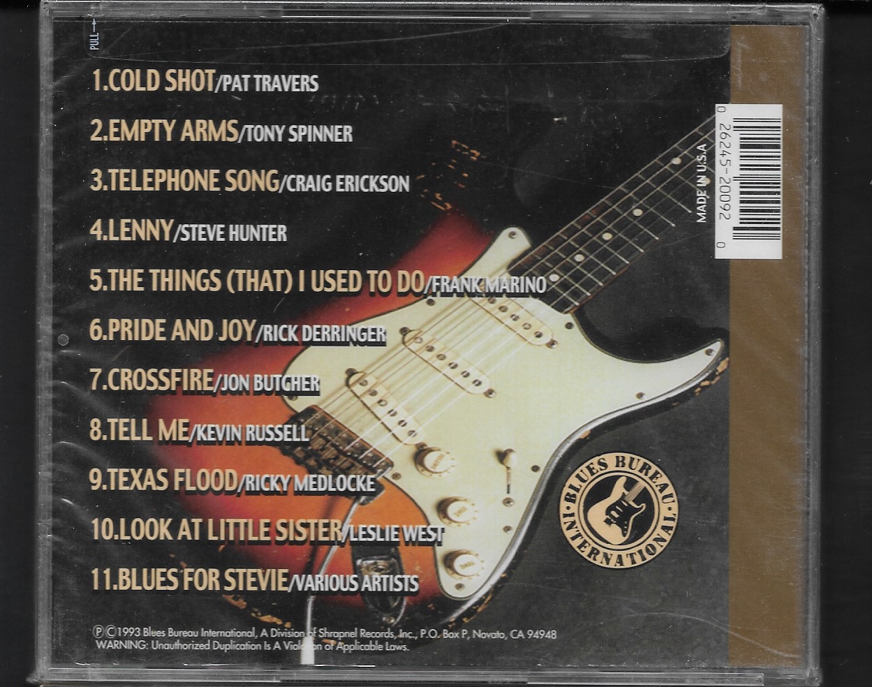 CD,L A Blues Authority Vol 3 Hats Off To Stevie Ray Vaughan (Various Artists)(1993)(USA)