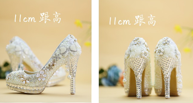 รองเท้าเจ้าสาวสีขาว ไซต์ 34-40 สูง 5.6 / 4.4 / 3.2 นิ้ว