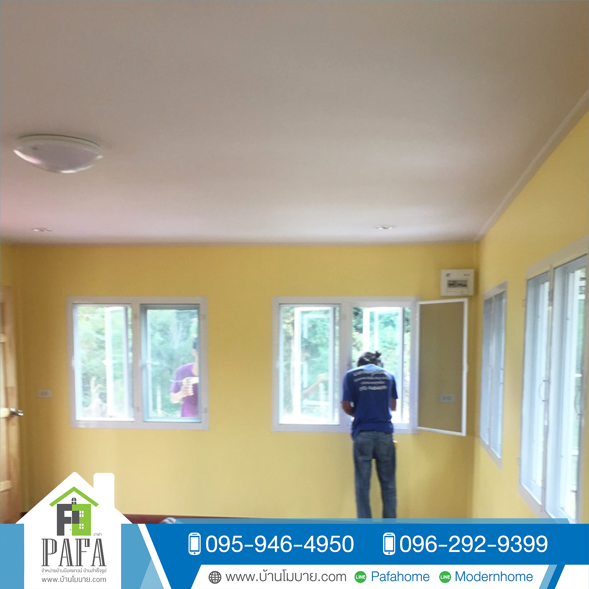 บ้านน็อคดาวน์ขนาด 4*8 เมตร พร้อมระเบียง 2*5 เมตร ยกสูง 1.8 เมตร