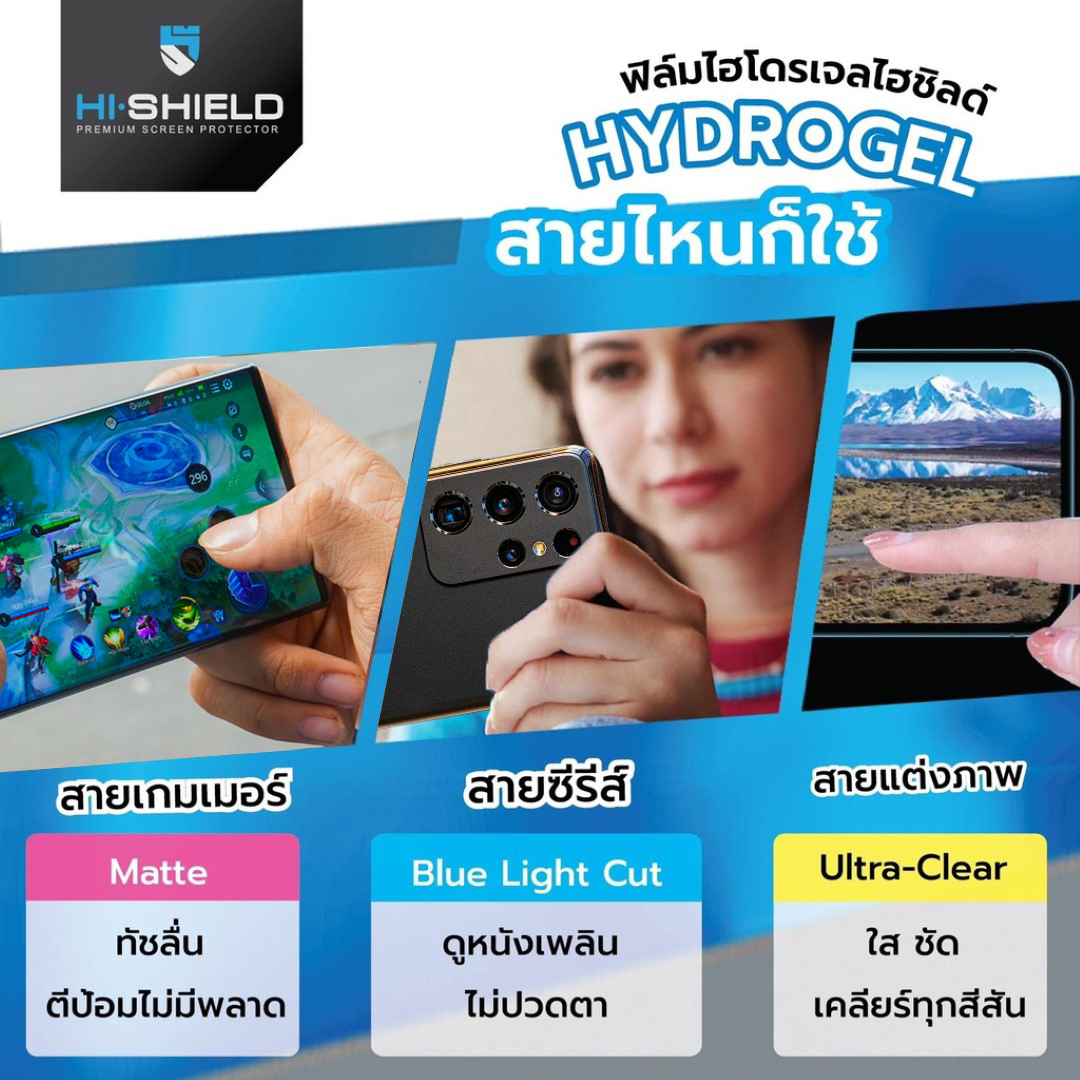 Hishield ฟิล์ม ไฮโดรเจล Film ใส ด้าน ใช้สำหรับ Apple Watch Ultra 3 2 1 11 10 9 8 7 6 5 4 3 SE 49 46 45 44 42 41 40 38 ใบกำกับภาษี