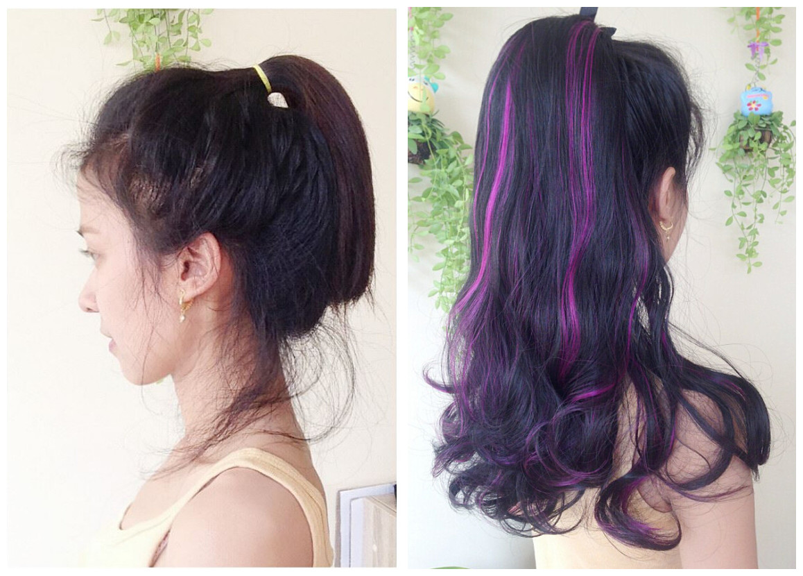 K310 หางม้า เเบบผูก ไฮไลท์ชมพูเข้ม ทรงผมสวยดูเป็นธรรมชาติคะ