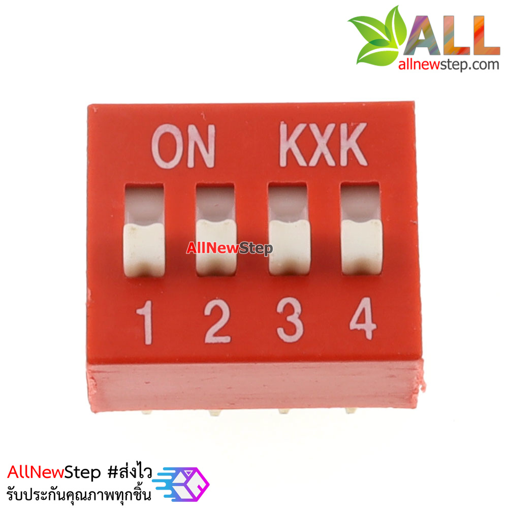 DIP switch DIP 2.54mm สวิตช์แบบ DIP ระยะห่างระหว่างขา 2.54mm ขนาด 4 ช่อง dip4