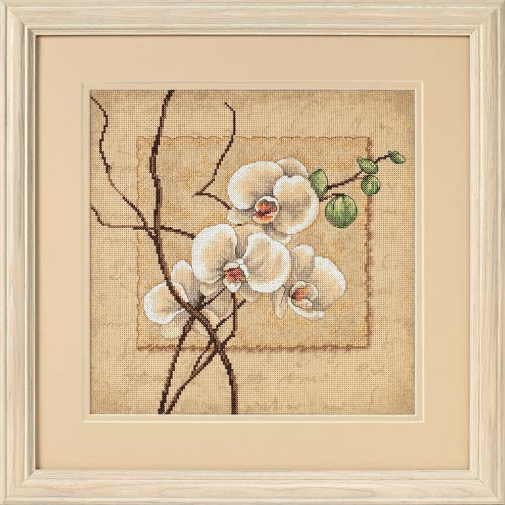 Dimensions ชุดปัก Oriental Orchids (ผ้าพิมพ์พื้นหลัง)