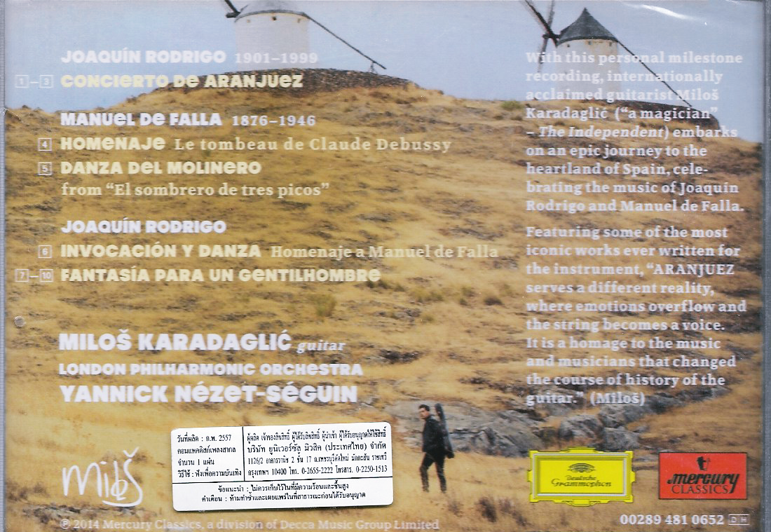 CD,Milos Karadaglic - Aranjuez (London Symphony Orchestra Yannick Nezet-Seguin)(Classics)(instrumental)(2014)(Thai)