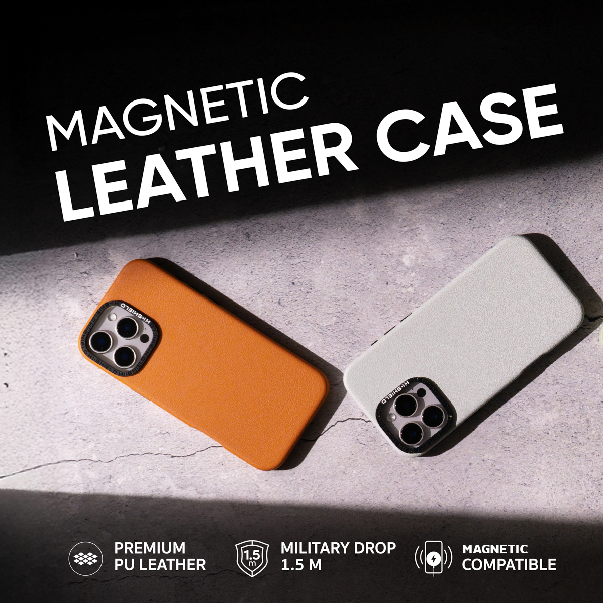 HiShield Magnetic Leather เคสหนัง เคสกันกระแทก ใช้สำหรับ iPhone 16 Pro Max 15 Pro Max ใบกำกับภาษี