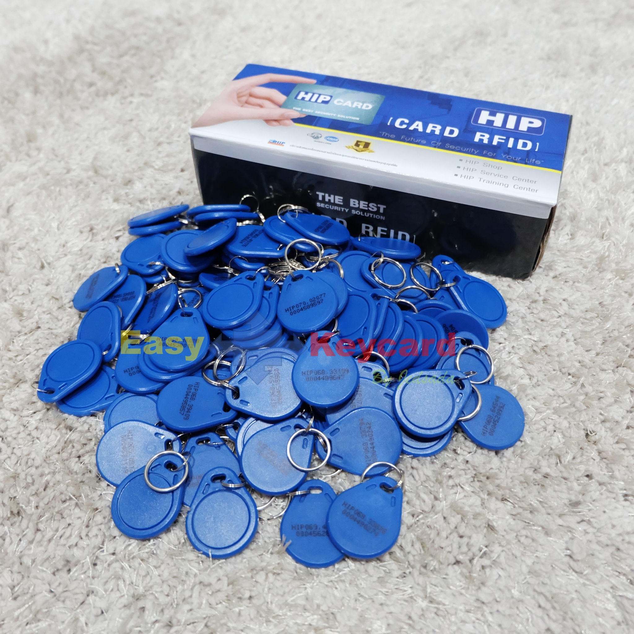 พวงกุญเเจคีย์การ์ด Keytag (Proximity 125Khz.) (เเบบหยดน้ำ ยี่ห้อ HIP ) สีน้ำเงิน