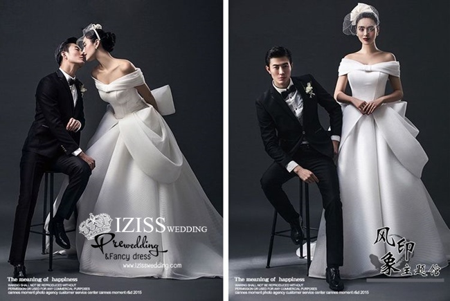 PW319 - **พร้อมส่งชุดผญ.ค่ะ** ชุดคู่ถ่ายพรีเวดดิ้ง (prewedding dress) & ชุดแต่งงานแฟนซี (Fancy wedding dress)ชายหญิง "ธีมชุดเจ้าสาวสีขาว-ดำ"
