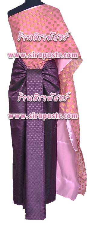 ชุดไทย-สไบลาย I2 (สไบฯ+ผ้าฯ 4 หลา) *แบบจับสด/รายละเอียดในหน้าสินค้า