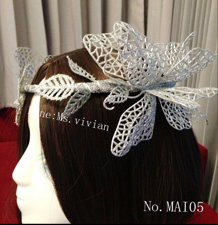 MAI05 มงกุฎผีเสื้อตัวใหญ่สีเงิน (งาน handmade)**สินค้ามีจำกัดในเเต่ละล๊อต**