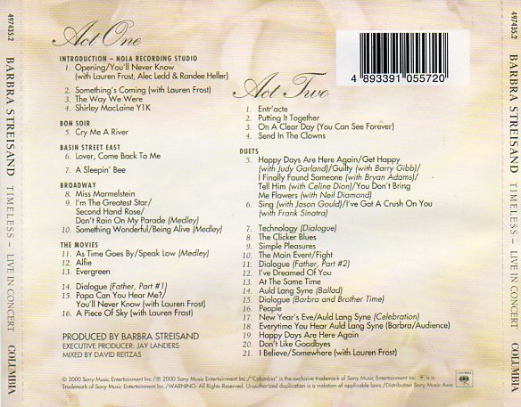 CD,Barbra Streisand - Timeless Live in Concert+