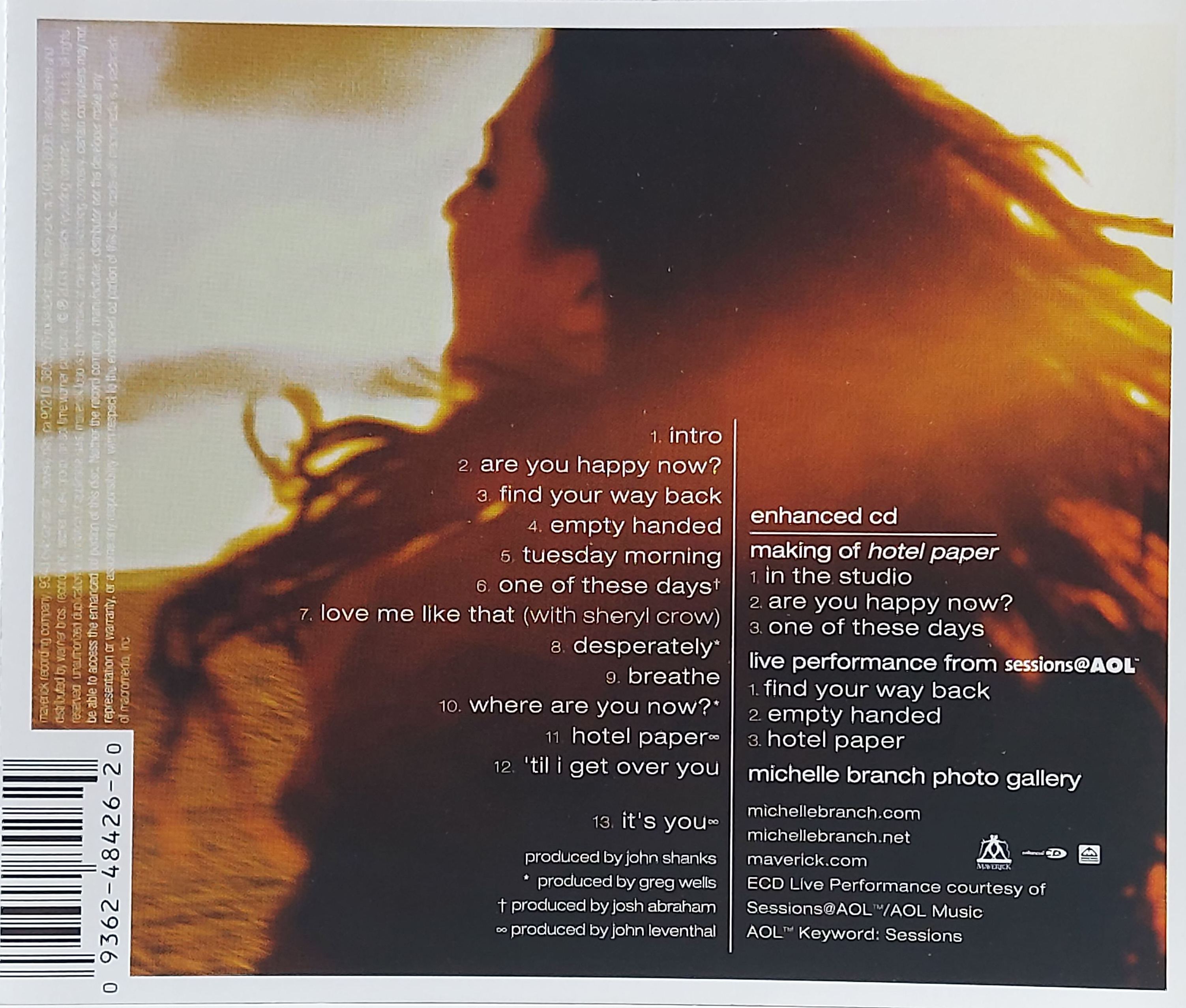 CD,Michelle Branch - Hotel Paper (2003)(USA)