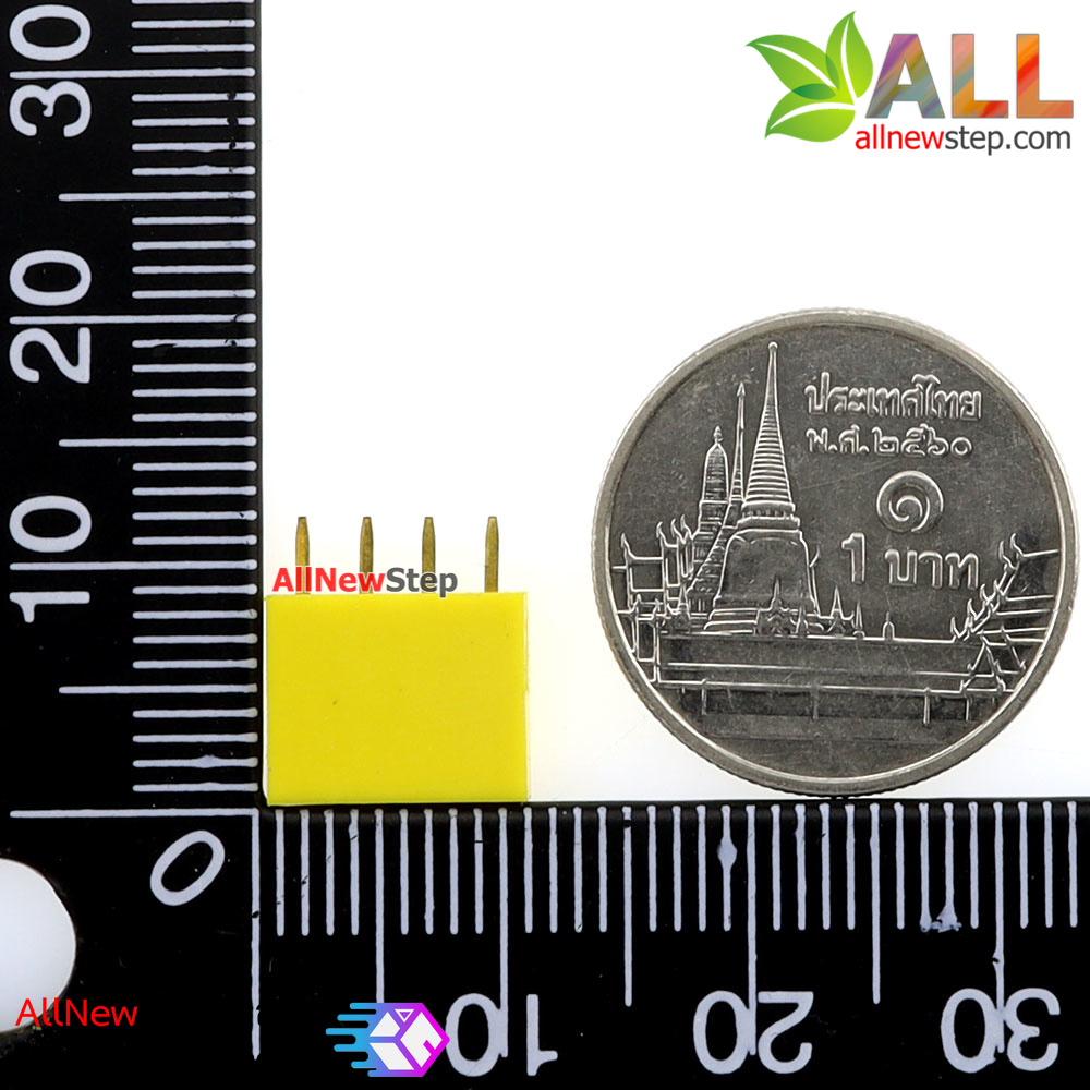 Pin header Female Header Single Row 2.54mm 4p Pin1x4 สีเหลือง