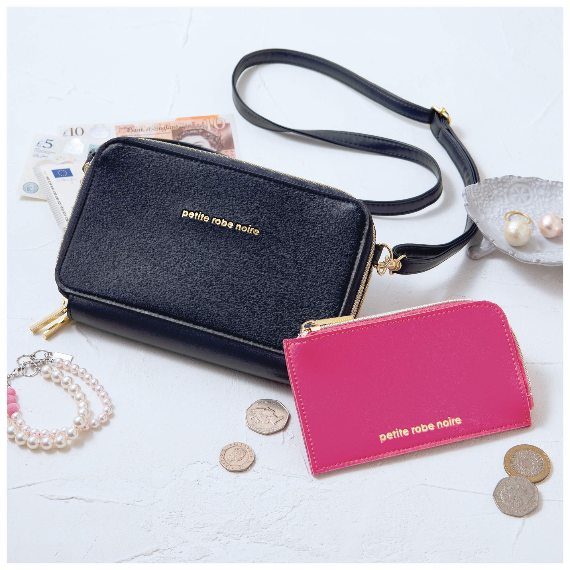 พร้อมส่ง (มีกล่อง) Petite robe noire กระเป๋าสตางค์พร้อมสายสะพาย & กระเป๋าใส่บัตร หนัง PU สวยมาก