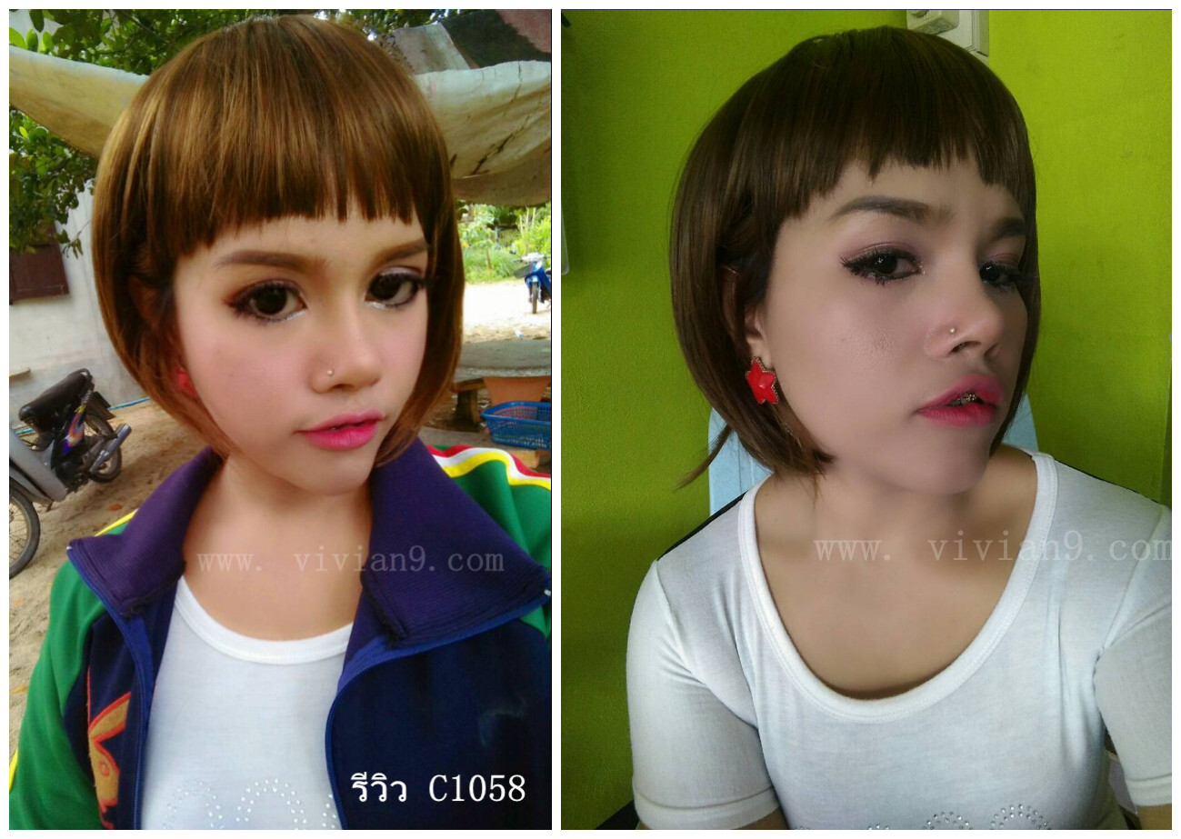C1058 วิกผมสั้น หน้าม้าตรง ทรงน่ารักมากคะ