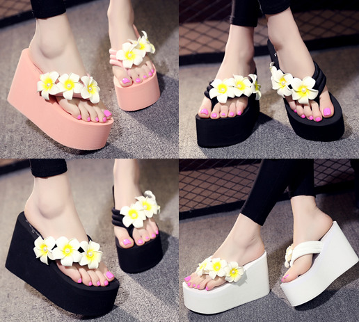 รองเท้าส้นสูงฟองน้ำสีดำ ขาว ชมพู ไซต์ 35-41