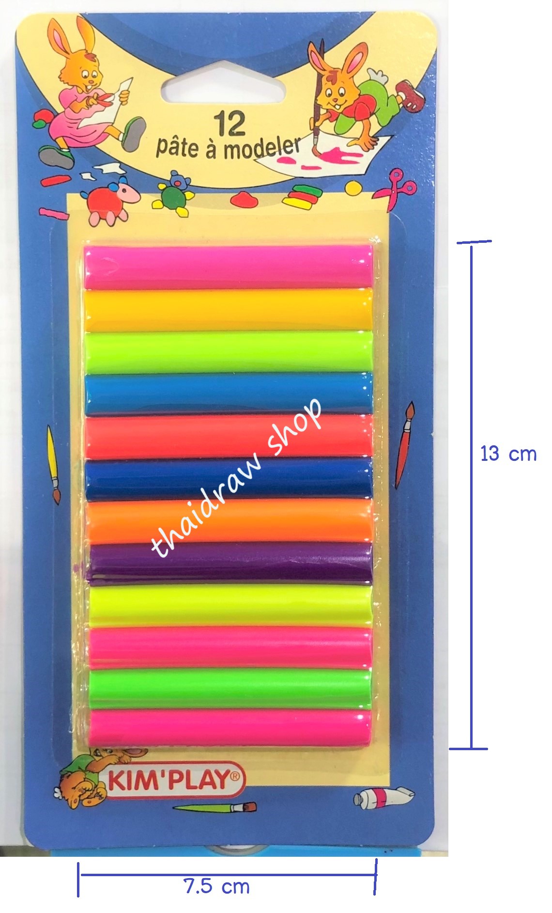 ดินน้ำมันปลอดสารพิษสีนีออน 12สี ขนาด 150 กรัม KIM' PLAY (France) ** ราคาพิเศษ **