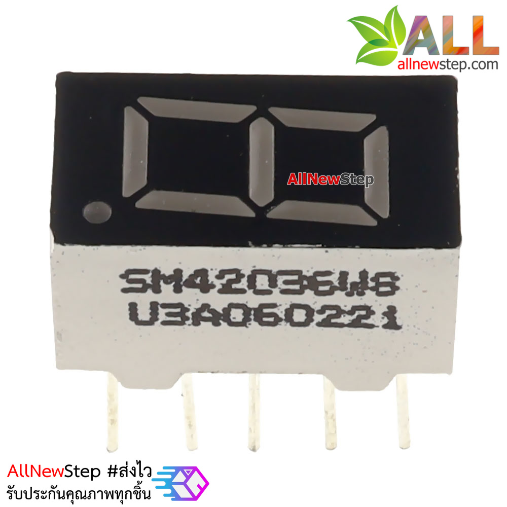 7 Segment 0.36 นิ้ว Common Cathode 1digit Red ไฟ 7 segment 0.36 1 หลัก สีแดงแบบไฟลบร่วม 3161A/3361A/31418